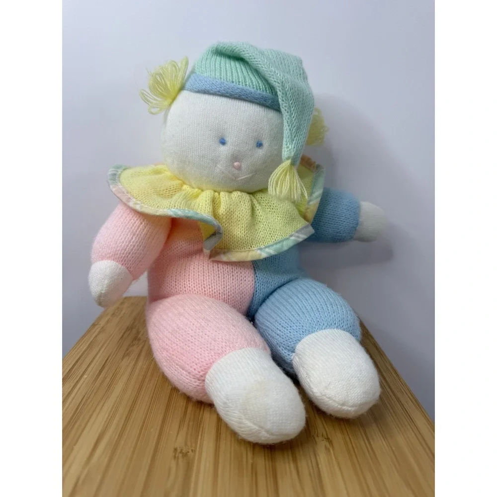VTG Eden Pastel Clown Plush Knit Baby Color Block‎ 12